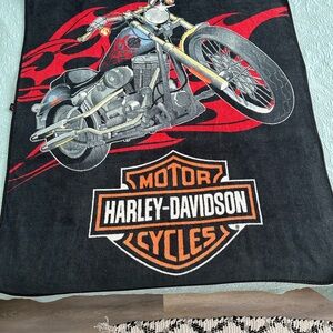 Harley-Davidson Black Blanket with Red and Orange Design